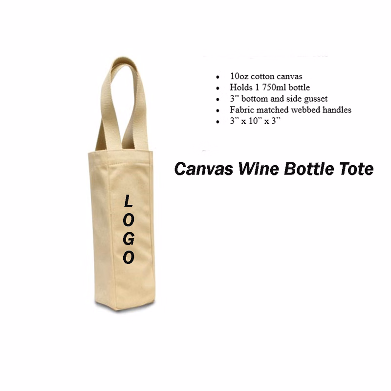 Cotton Canvas Wine Bottle Tote