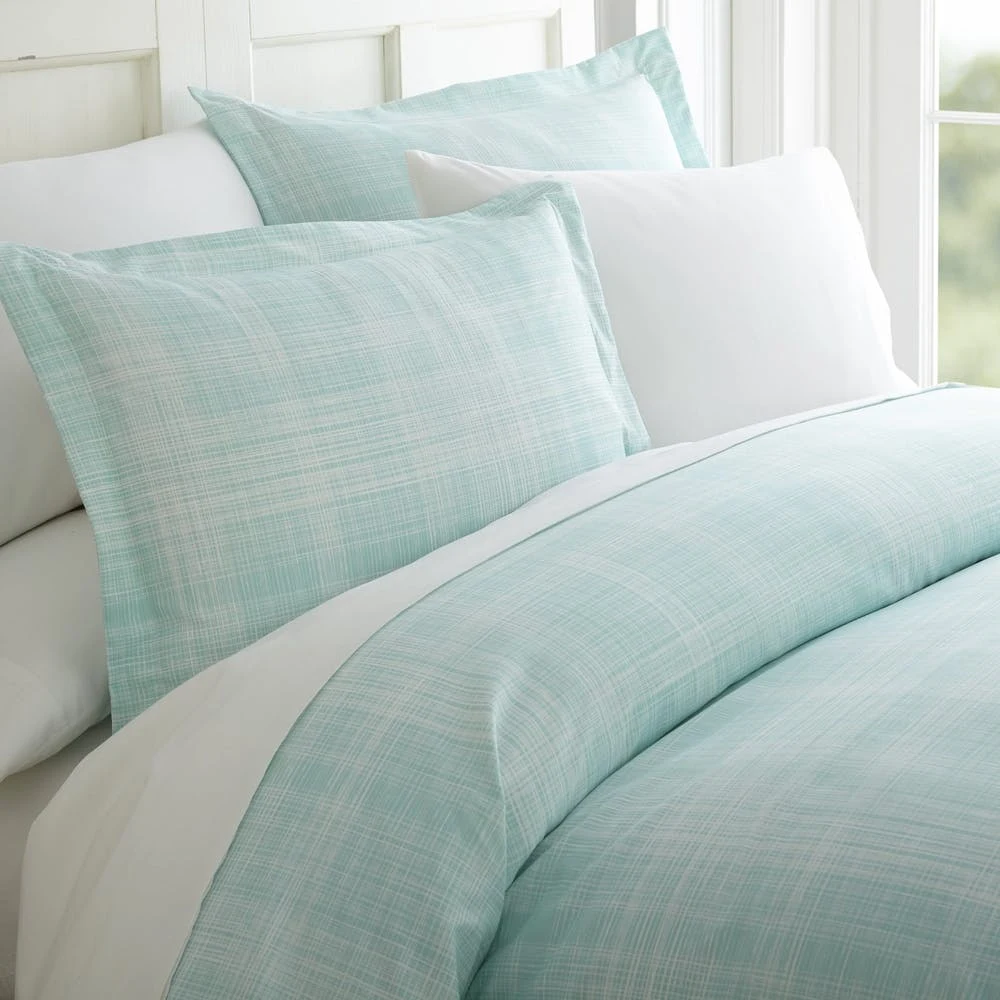 Duvet Cover Sets - Aqua Thatch Pattern Queen 3 Piece 1