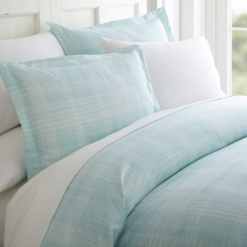 Duvet Cover Sets - Aqua Thatch Pattern Queen 3 Piece