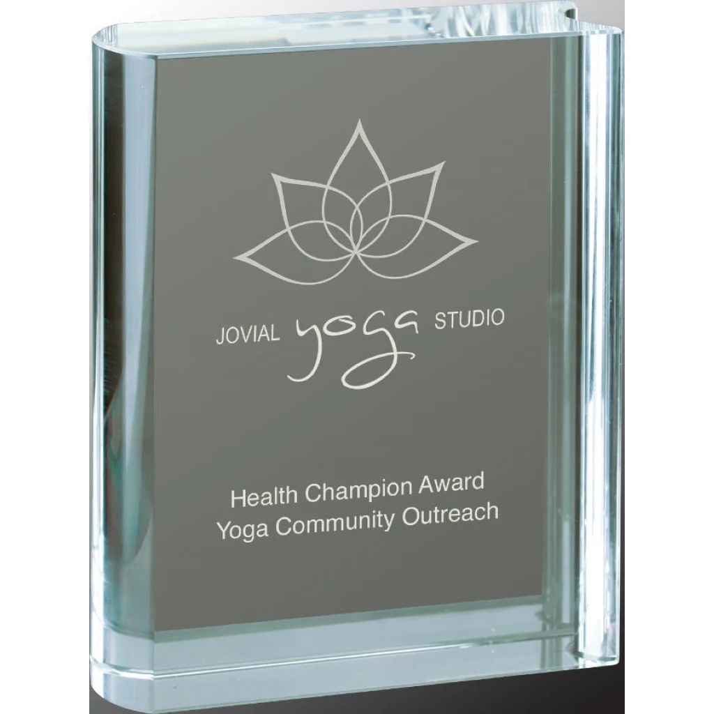 4 1/2" x 6" Clear Crystal Book Award 1