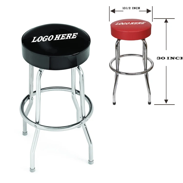 Single Ring Bar Stool with Chrome Frame and Swivel Seat 1