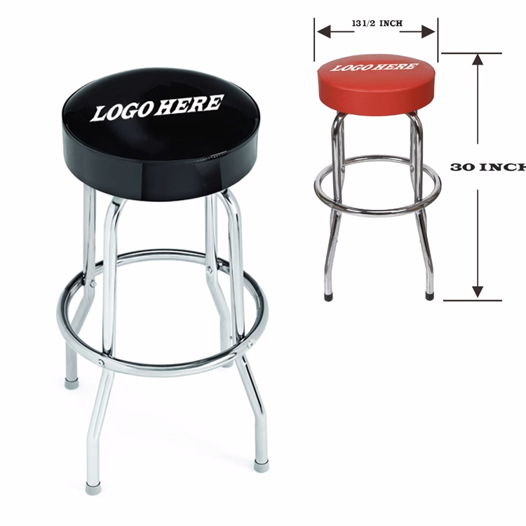 Single Ring Bar Stool with Chrome Frame and Swivel Seat