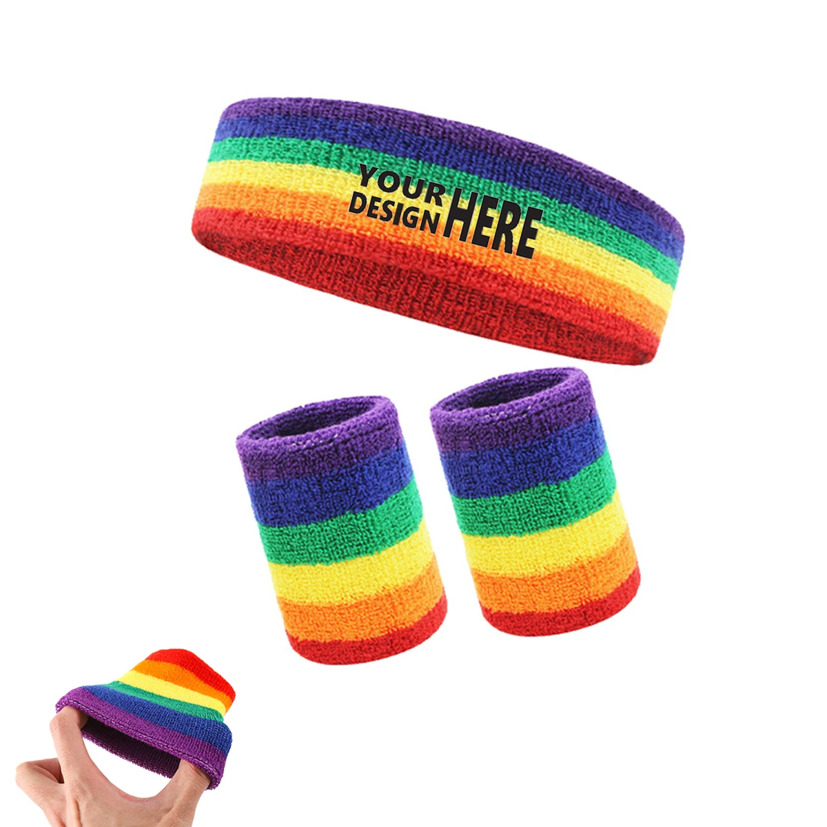 Rainbow Sweatband Set ?C 1 Headband and 2 Wristbands 1