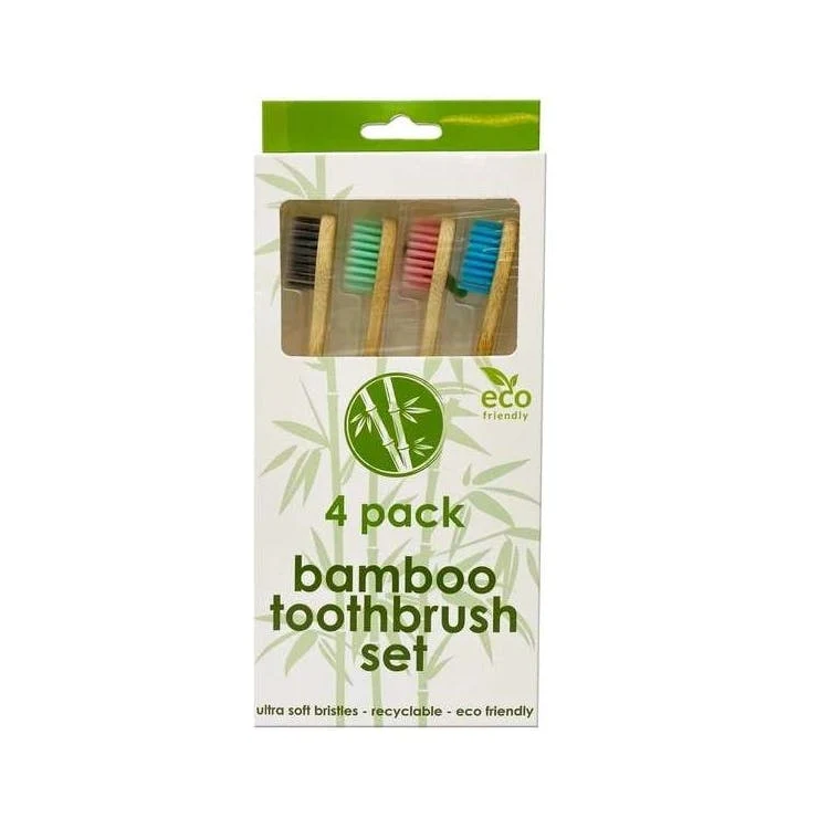 Bamboo Toothbrushes 4 Pack - Assorted 1