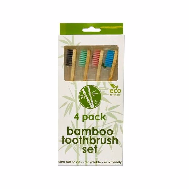 Bamboo Toothbrushes 4 Pack - Assorted