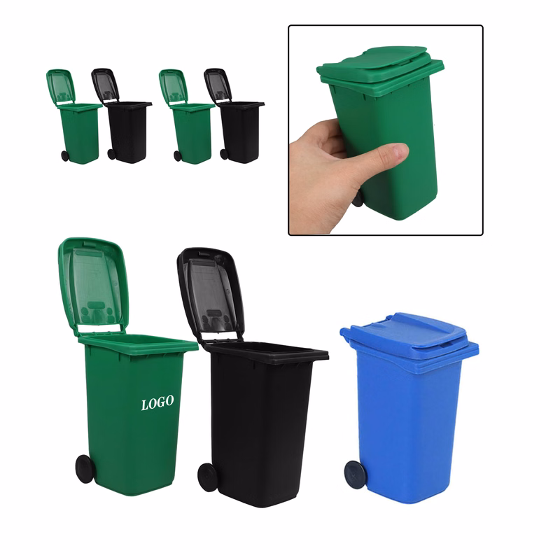 Mini Plastic Desktop Trash Can With Pen Holder