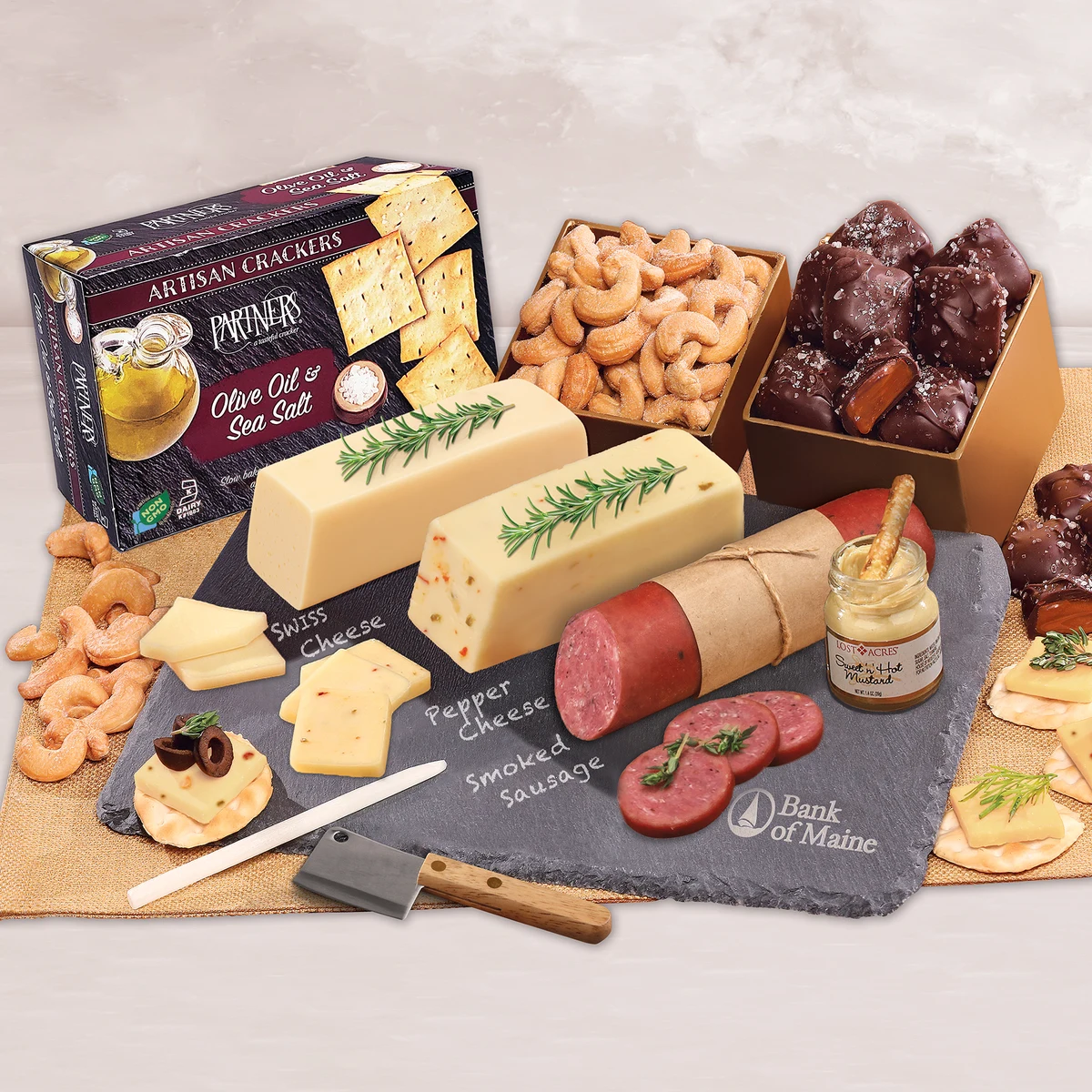 Genuine Slate Shelf Stable Cheese Plate with Party Favorites 1