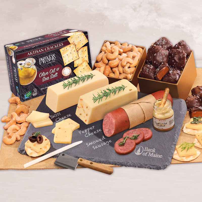 Genuine Slate Shelf Stable Cheese Plate with Party Favorites