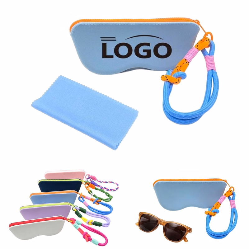 Silicone Sunglass Pouch With Wrist Lanyard