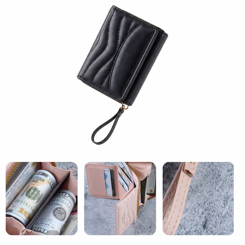 Compact PU Ladies Zipper Coin Purse
