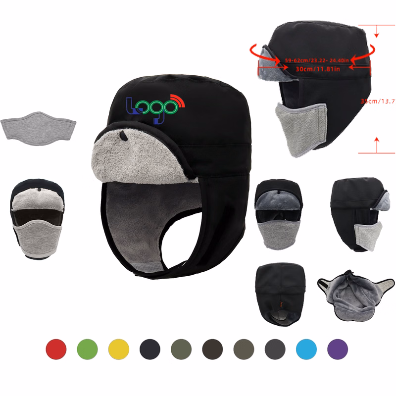 Winter Windproof Waterproof Thermal Hat with Detachable Face Cover