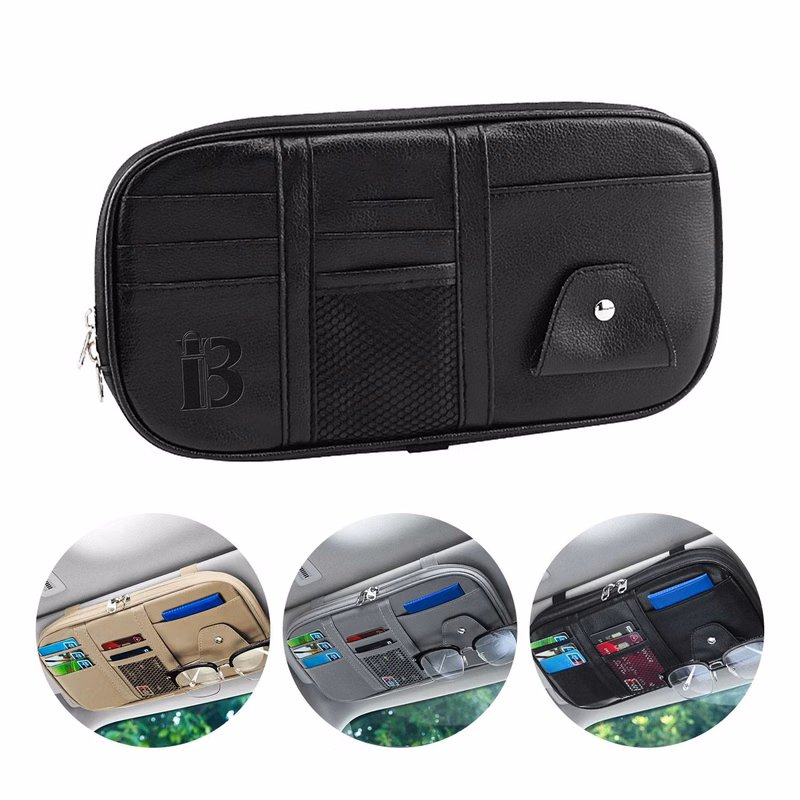 PU Leather Multi-Functional Car Sun Visor Organizer
