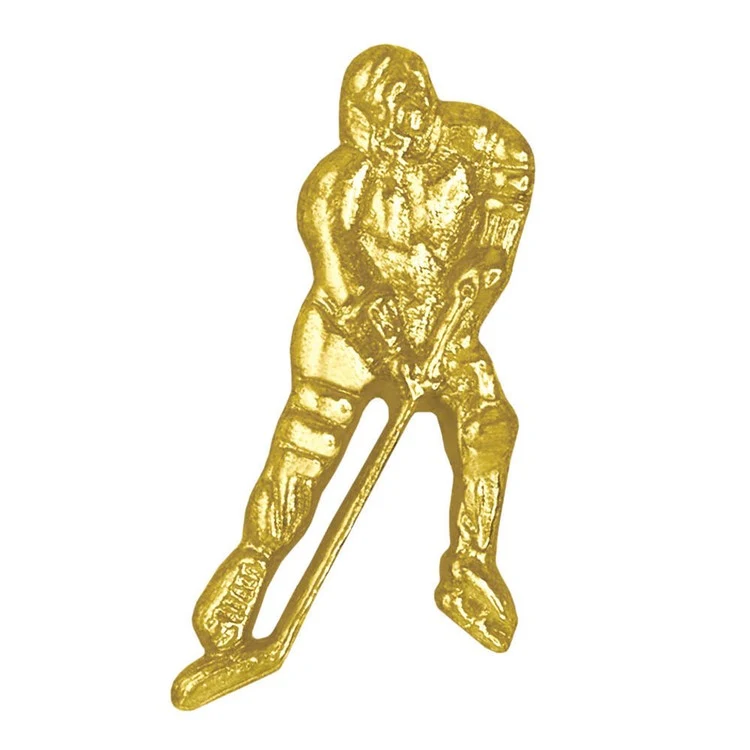 Ice Hockey Bright Gold Chenille Lapel Pin 1