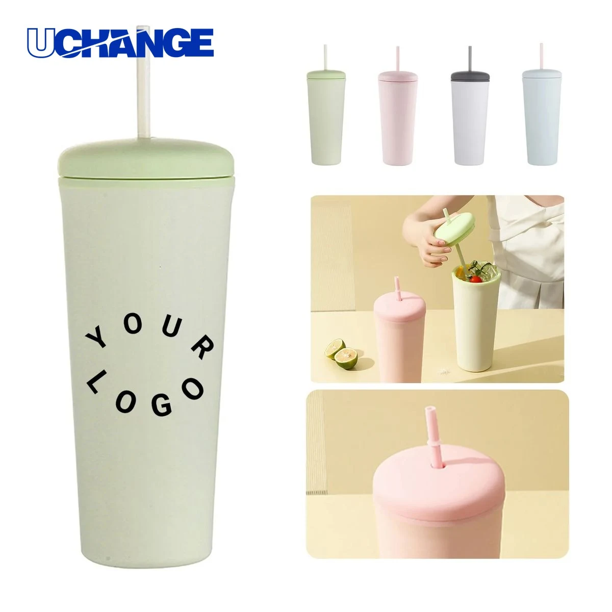 Plastic Straw Tumbler Drinkware Reusable with Leak Proof Seal 1