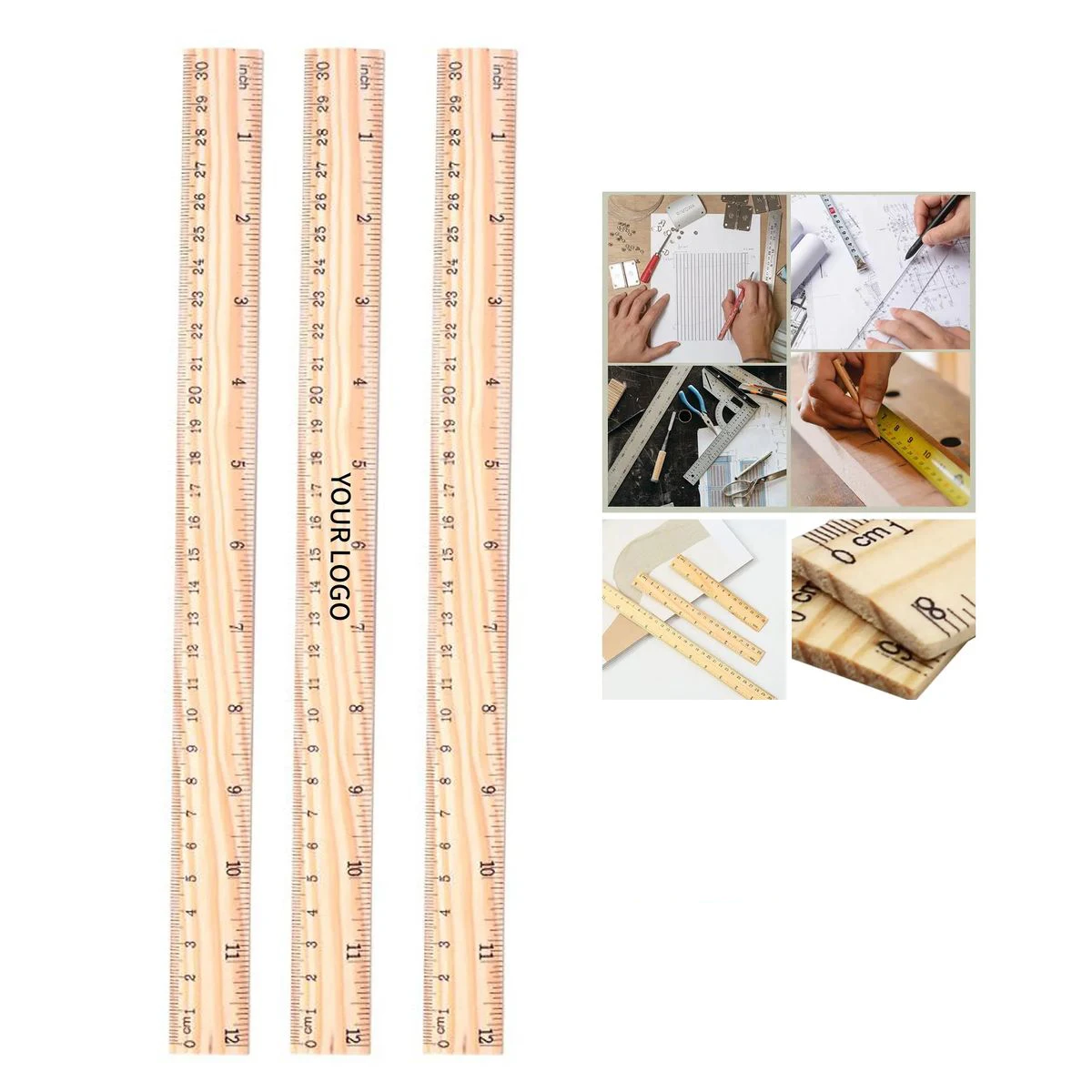 Durable Wooden Ruler with Smooth Natural Finish, custom ruler with logo imprint 1