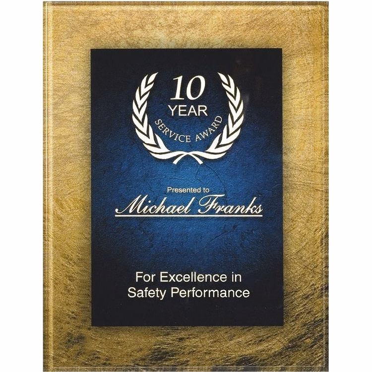 8-3/4" x 11-3/4" Gold and Blue Acrylic Art Plaque