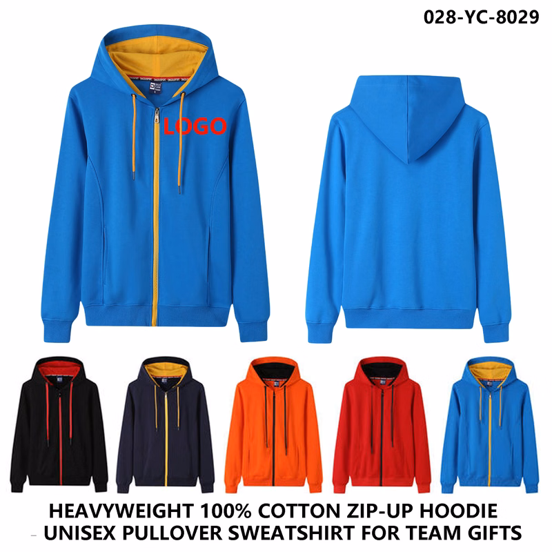 ustom Logo Color Block Cotton Thin Zipper Hoodie-Jacket