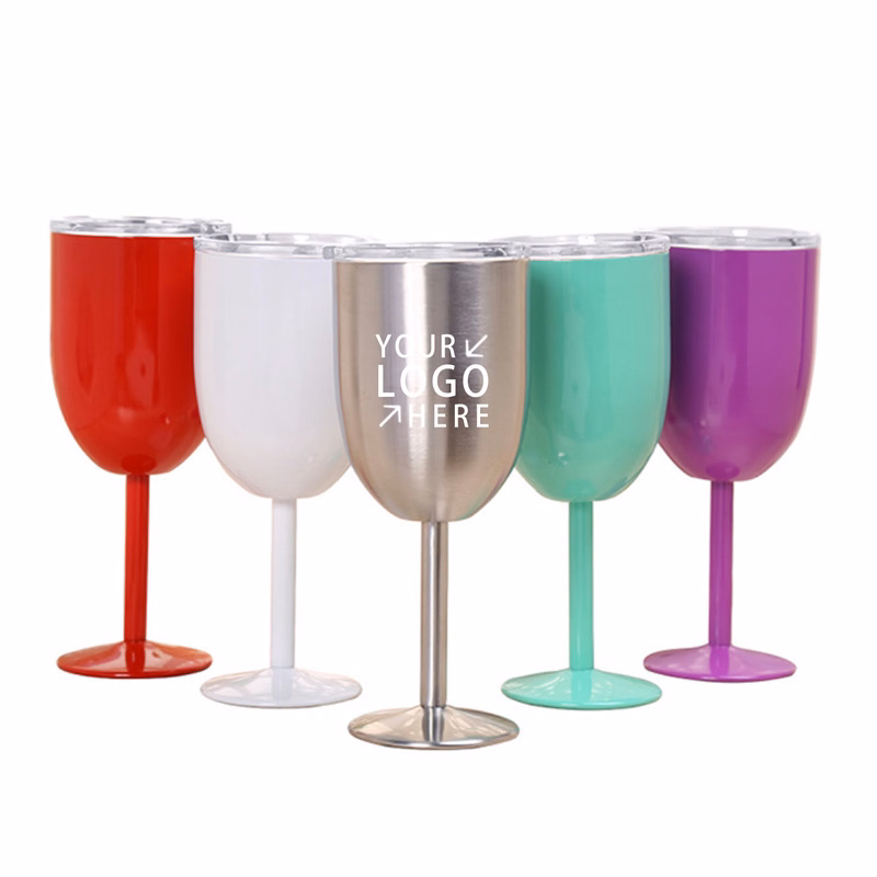 10oz Insulated Stainless Steel Wine Glasses with Lid