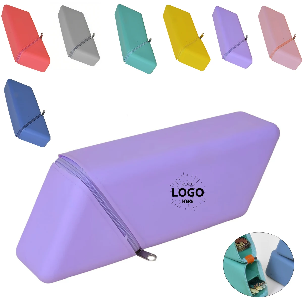 Flexible Silicone Zipper Stationery Storage Pouch 1