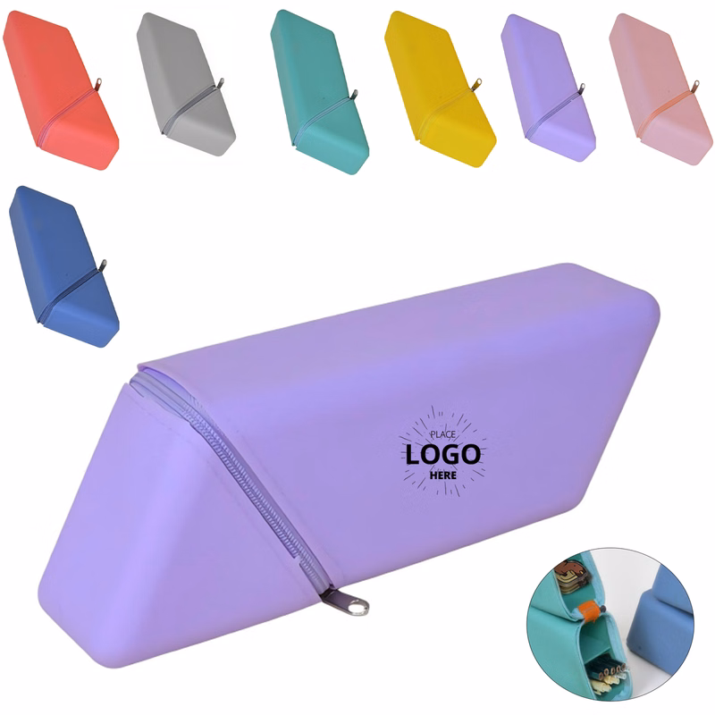 Flexible Silicone Zipper Stationery Storage Pouch