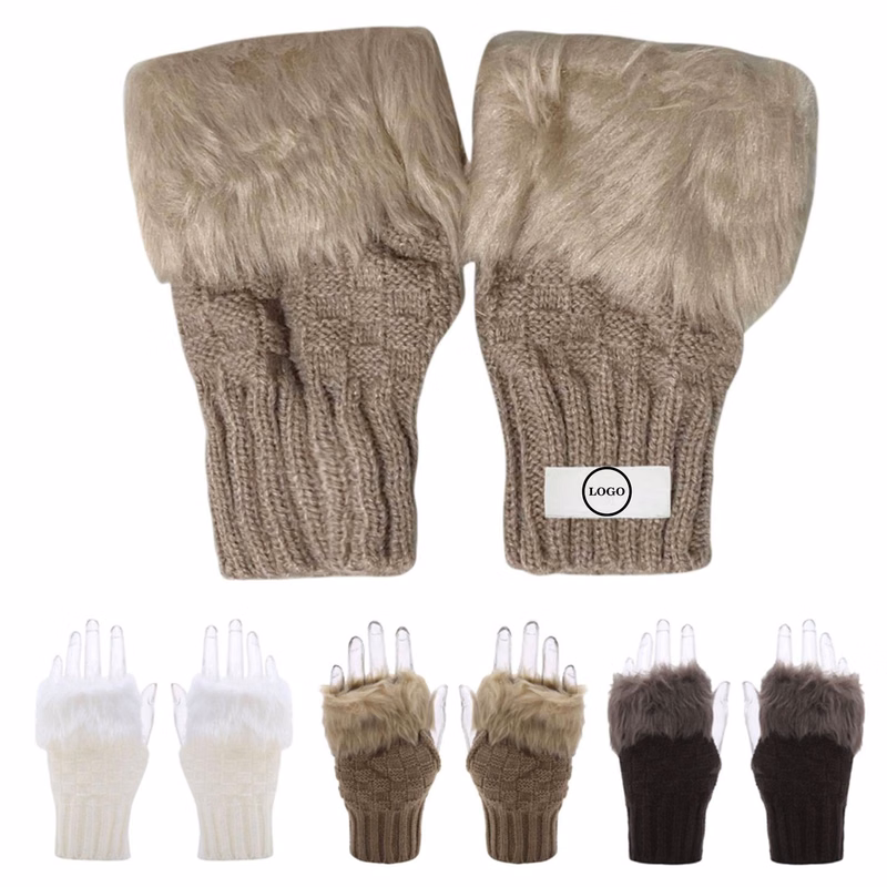 Women's Faux Fur Knit Arm Warmers