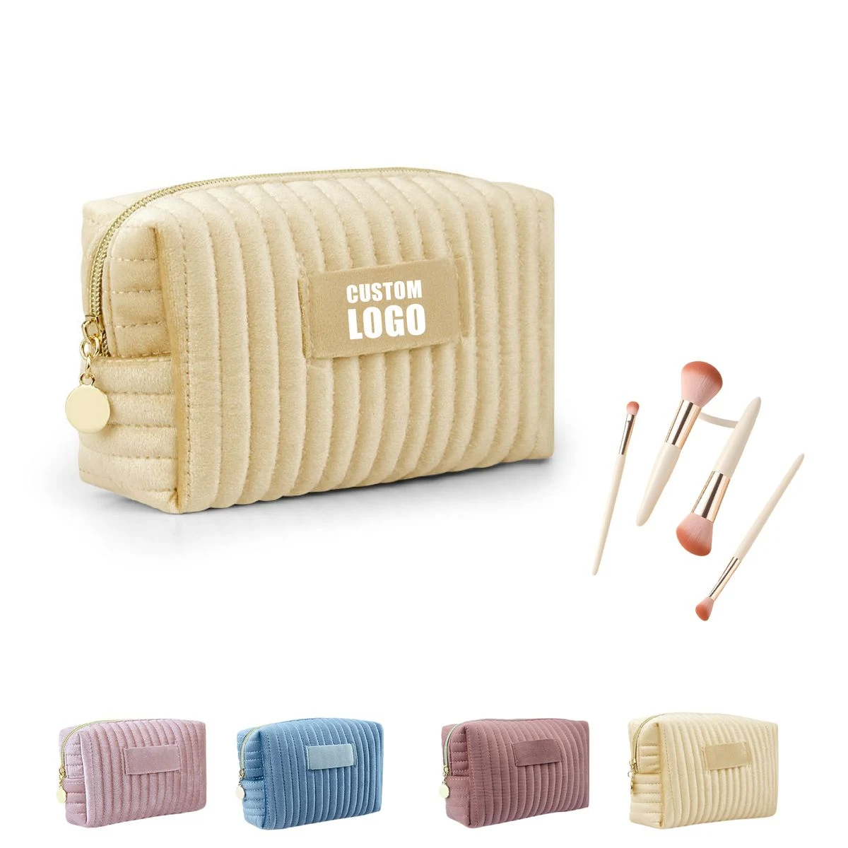 Striped Velvet Cosmetic Bag 1