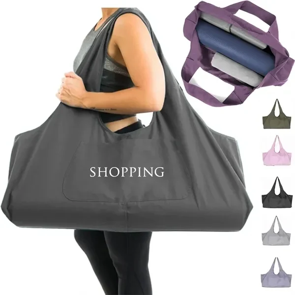 Travel Yoga Mat Canvas Tote Bag for Work, School and Travel, custom tote bag with logo imprint 1