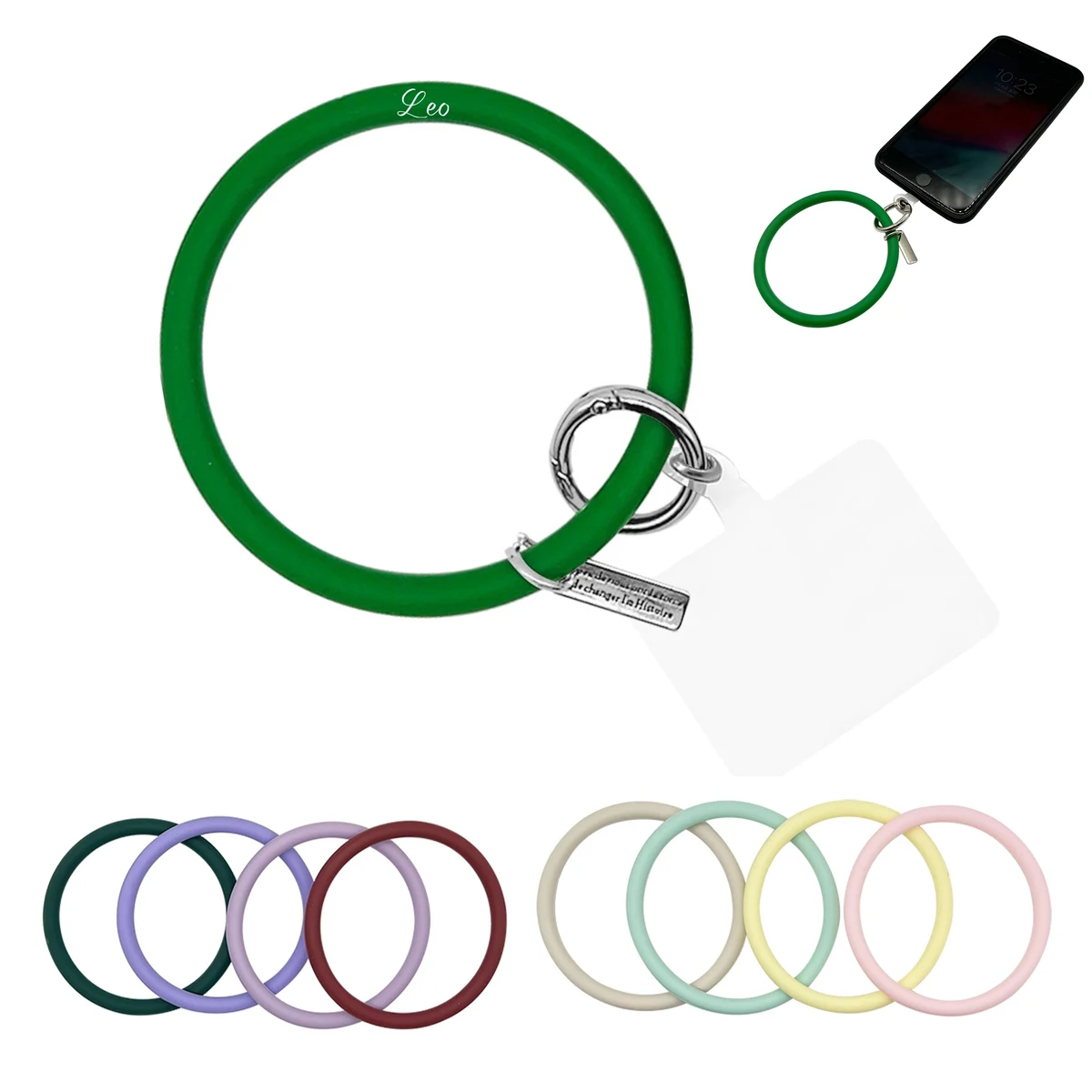 Round Silicone Bracelet Keychain 1