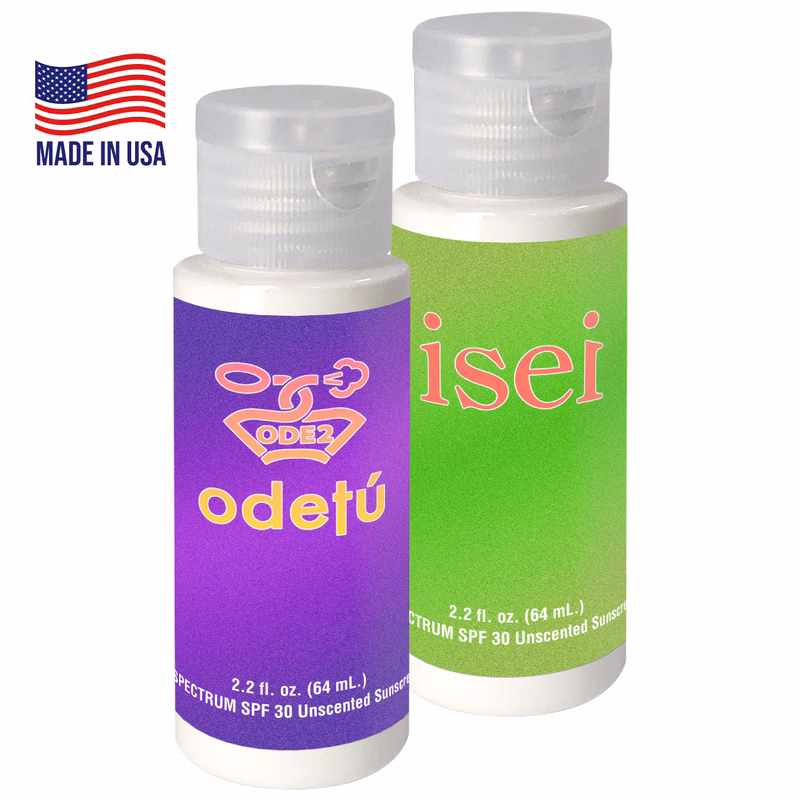 2 oz. of sunscreen in a transparent cylinder bottle.