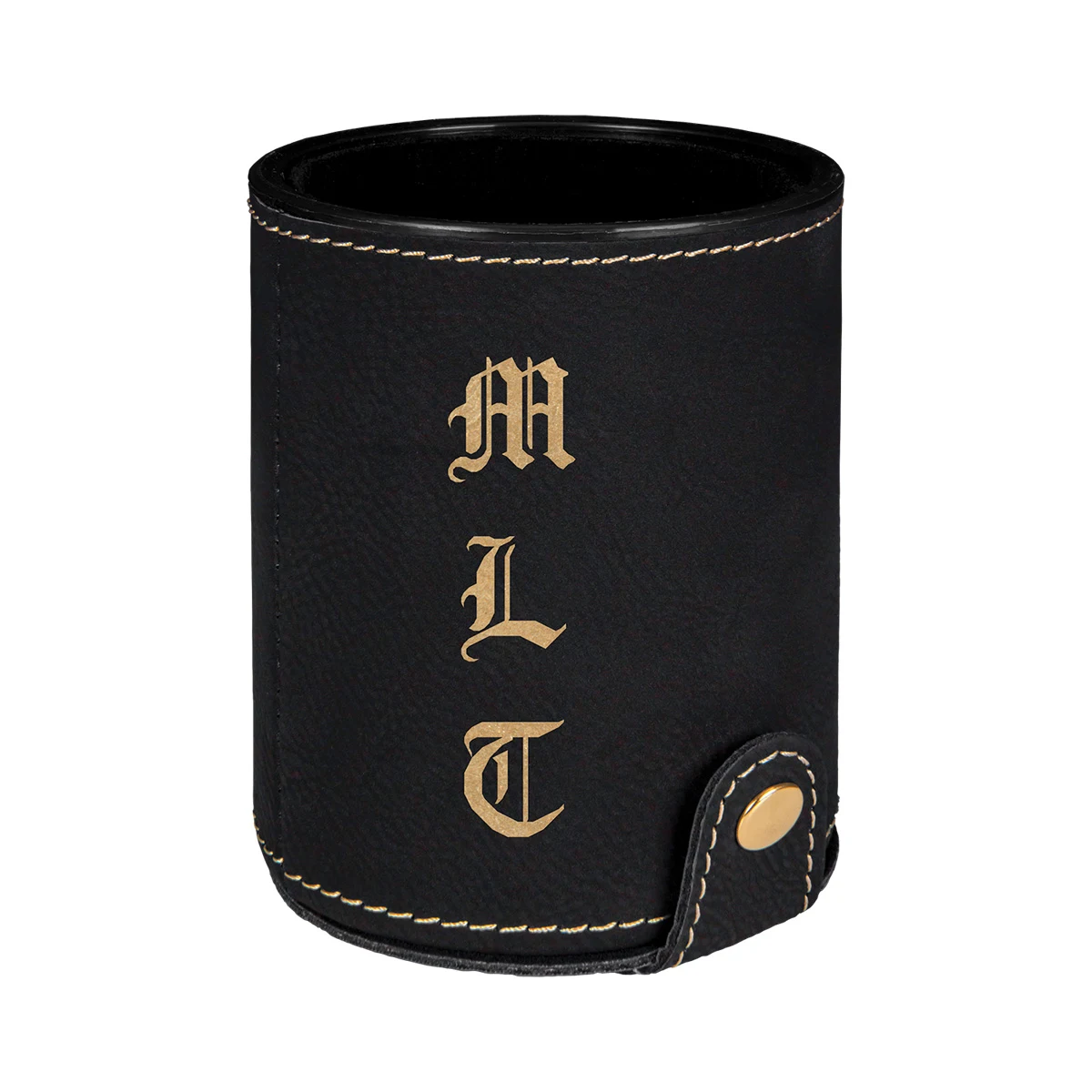 Black & Gold Leatherette Dice Cup w/ 5 Dice 1