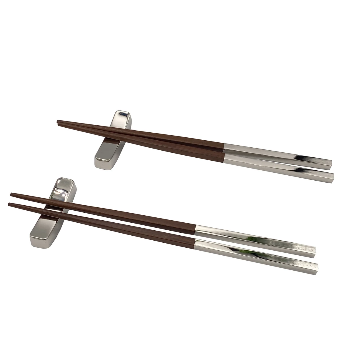 Metal-Wood Chopsticks Sets w/Metal Rest (2pairs) 1
