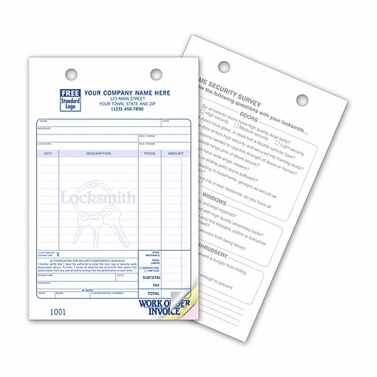 Locksmith Register Forms, Large Classic