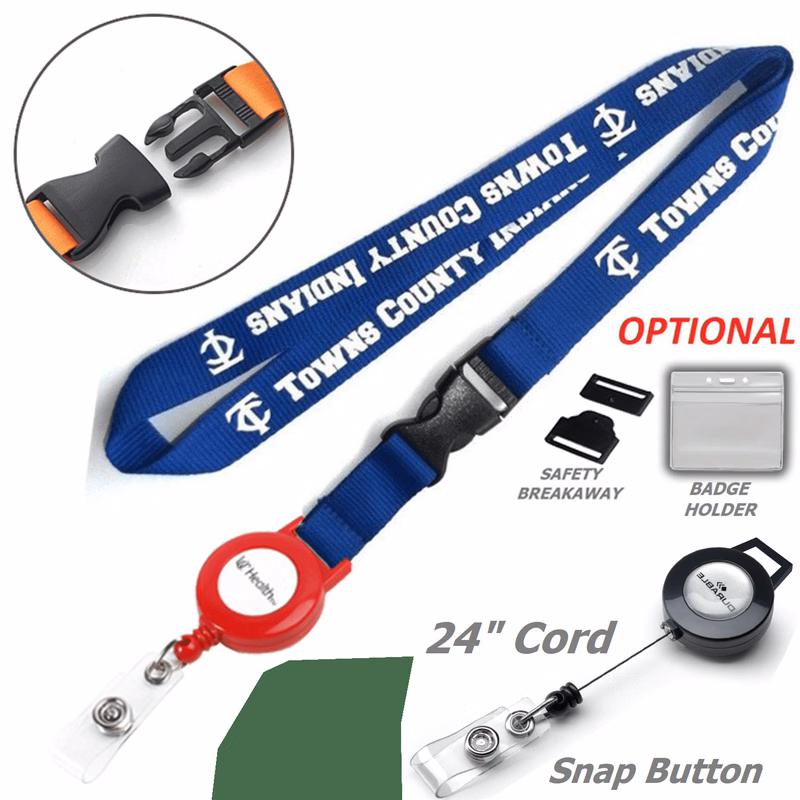 Polyester Combo Badge Reel Lanyard w/ Buckle Release