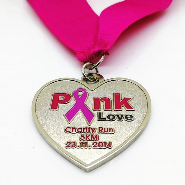 Breast Cancer Awareness Pink Ribbon Marathon 5KM Run Medal 1
