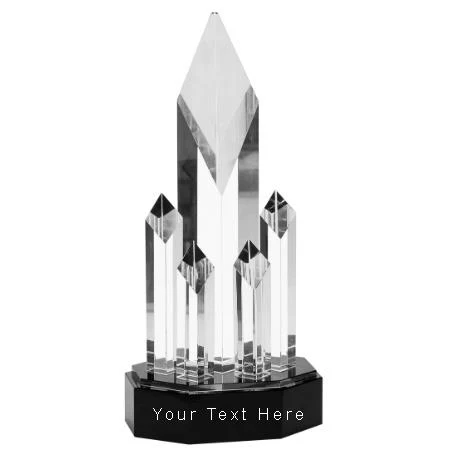Crystal: 11" 5 Riser Diamonds on Black Oval Base 1