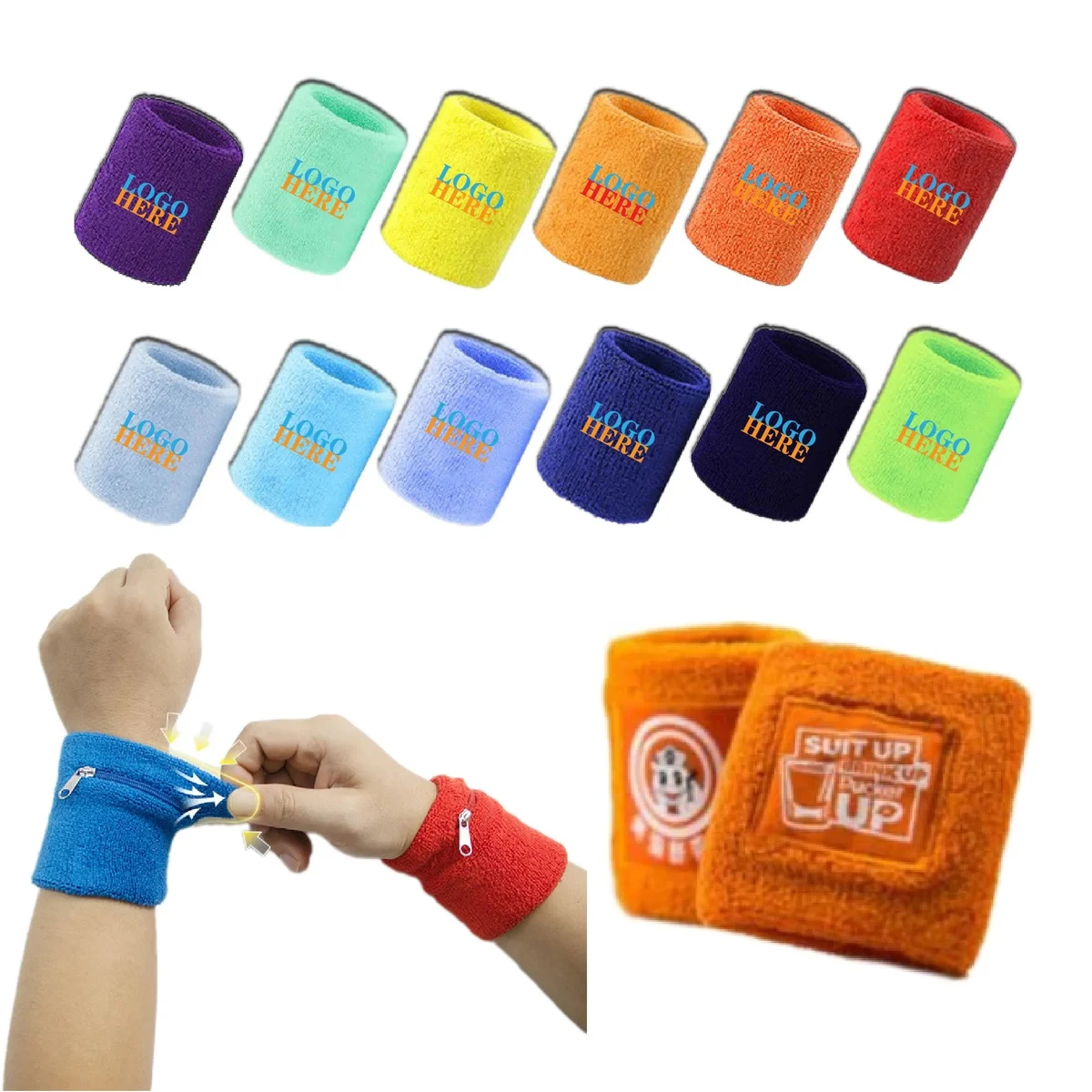 Full Color Wrist Wallet (Wristband) w/ Zipper 1