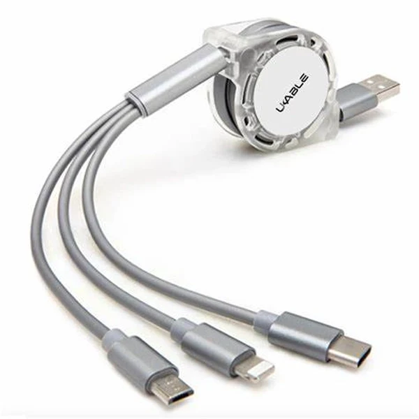 Promotional 3 in 1 Reel Charging Cable 1