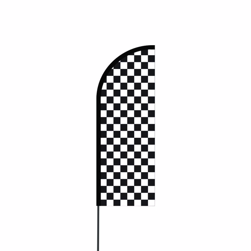 Chequered (Black & White) Flag Kit 14' Feet Feather Flag Sign Outdoor Banner
