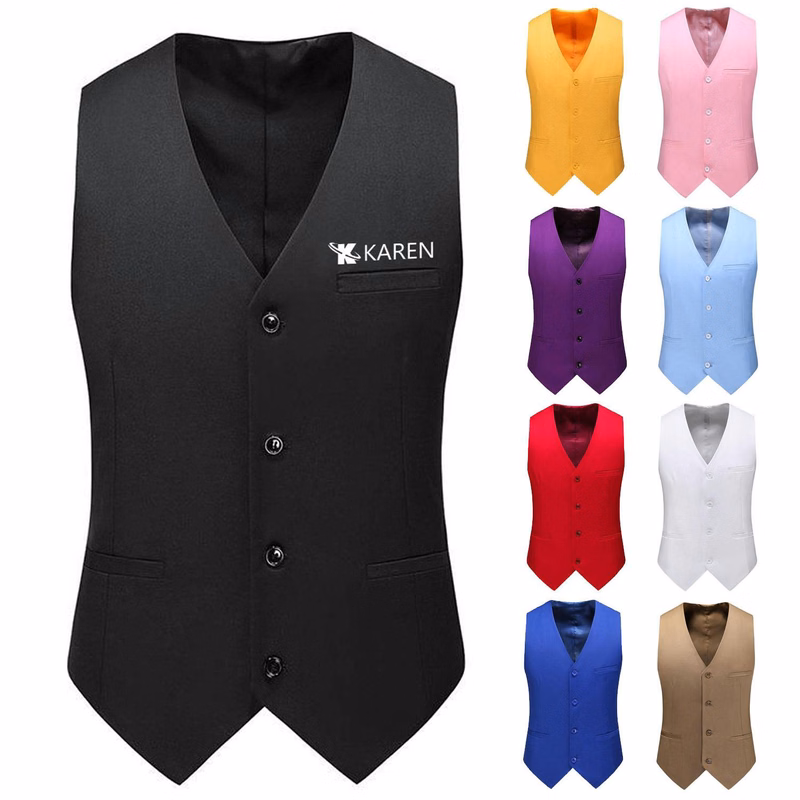 Men Adjustable Business Polyester Suit Vest for Comfort Fit