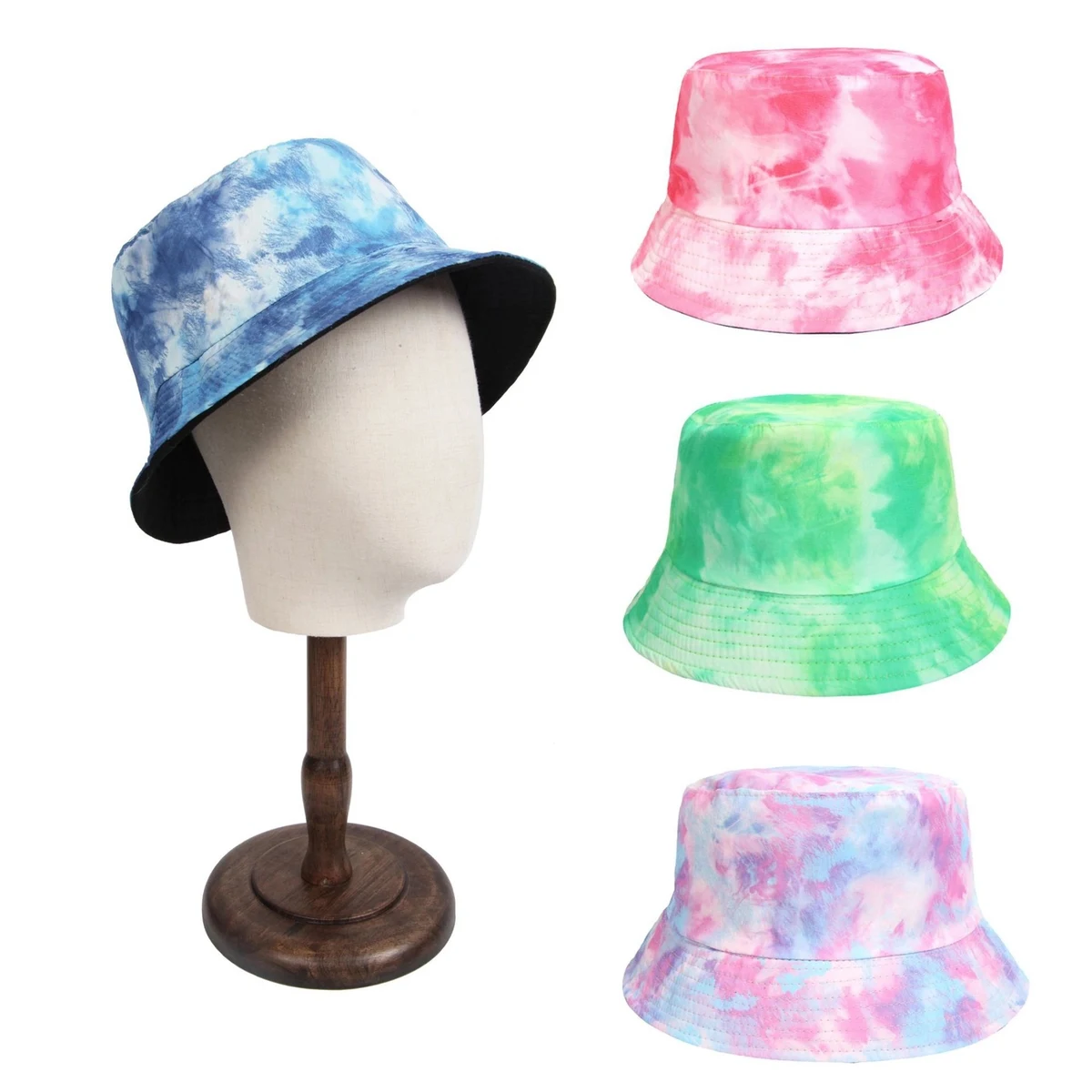 Painted Tie-dyed Cotton Bucket Cap 1