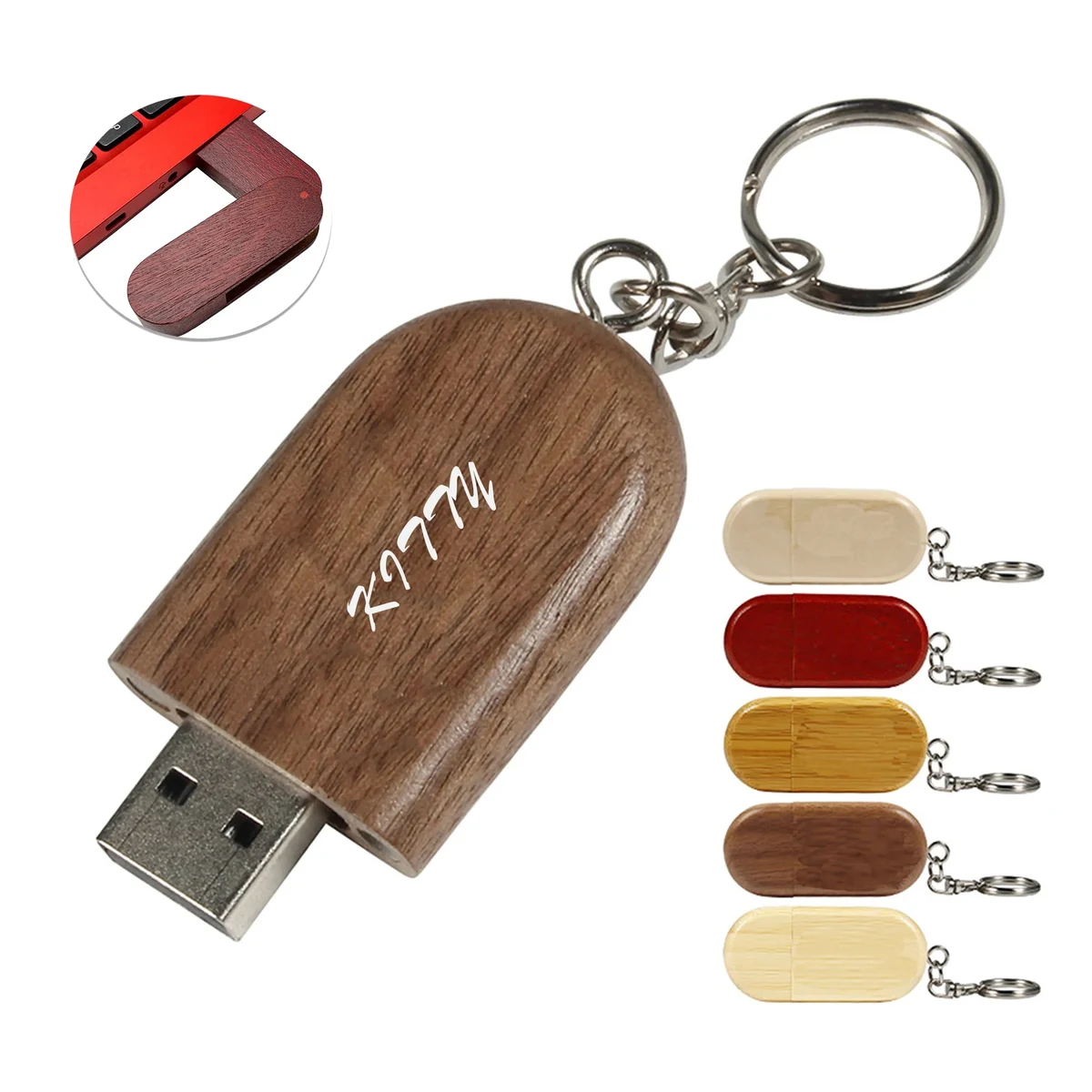 8Gb Wooden USB Flash Drive With A Keychain 1