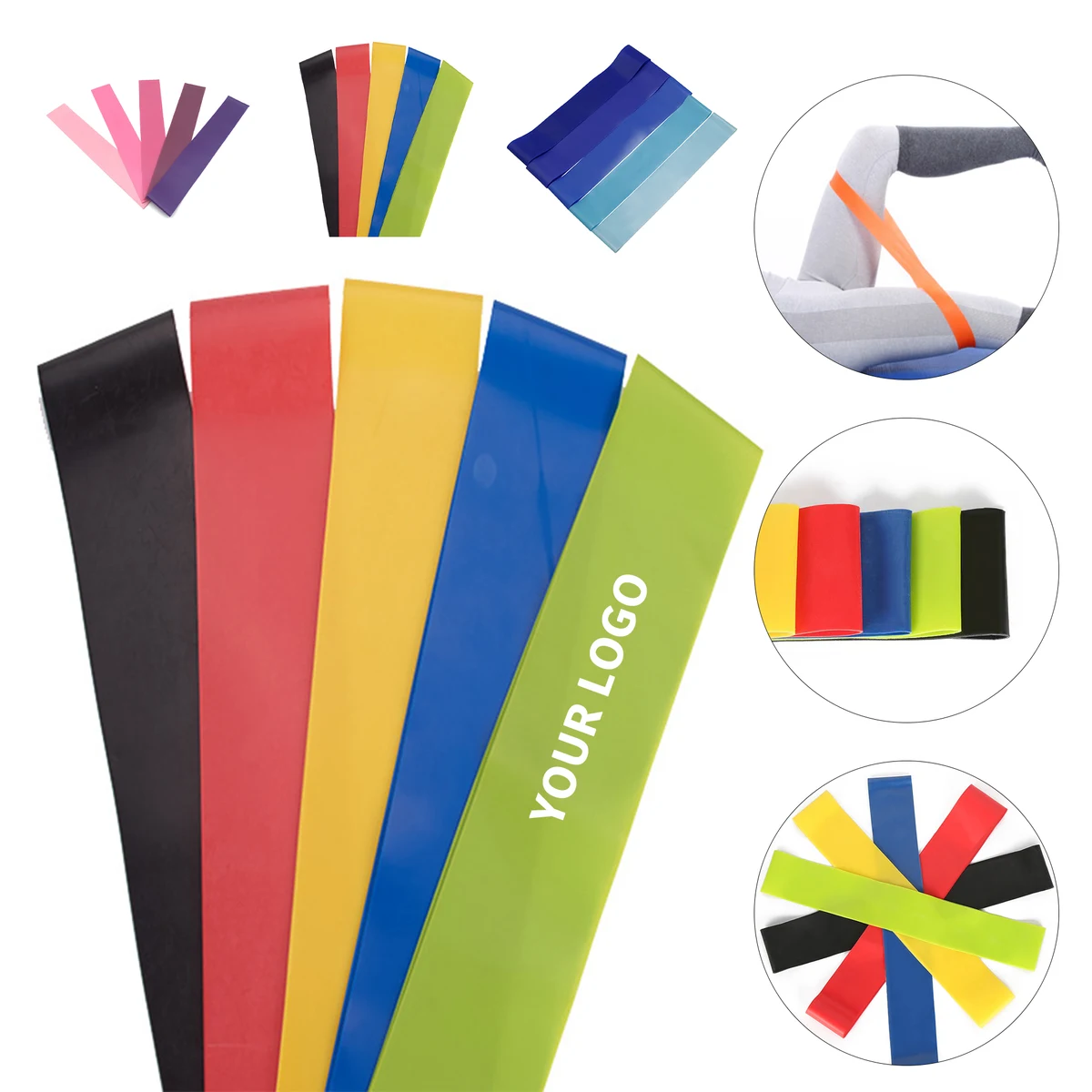 Set Of Five Resistance Loop Exercise Band With Carrying Bag 1