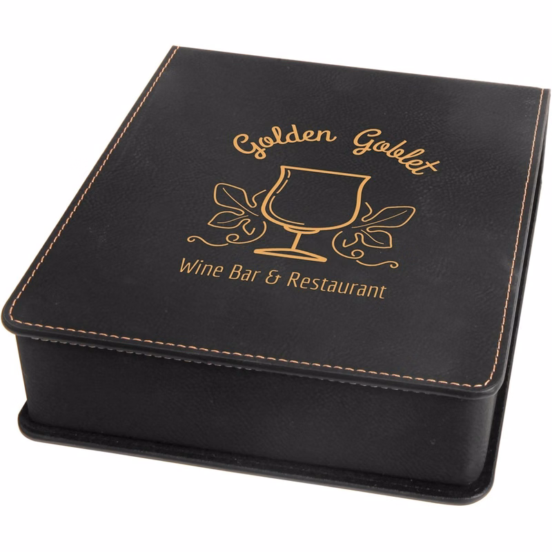 Black/Gold Leatherette 3-Piece Wine Tool Set