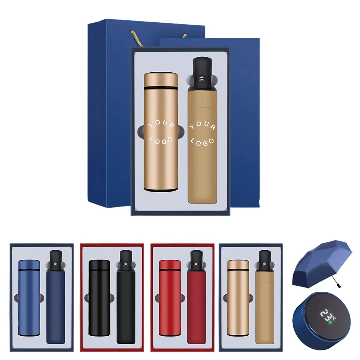 Stainless Steel Thermos Cup and Compact Umbrella 1