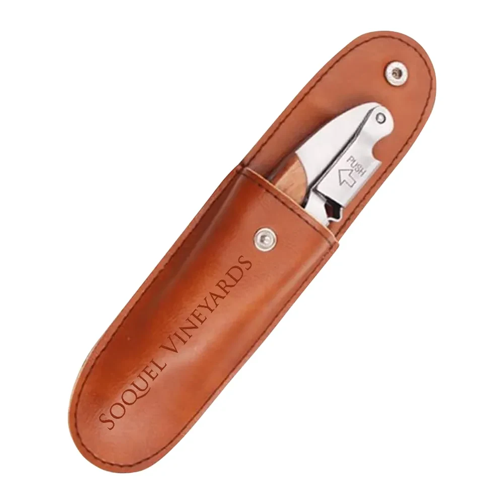 Leather Corkscrew Gift Sleeve with Button 1