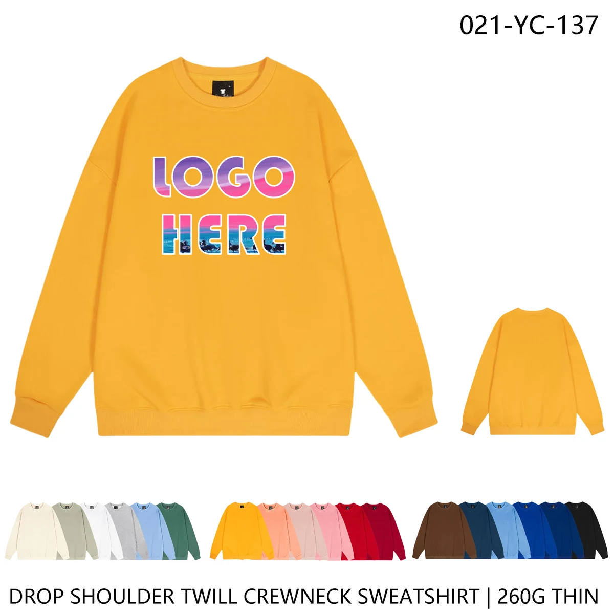Customizable Logo Unisex Drop Shoulder Sweatshirt ?C Lightweight Twill Design, custom hoodie or sweatshirt with logo imprint 1
