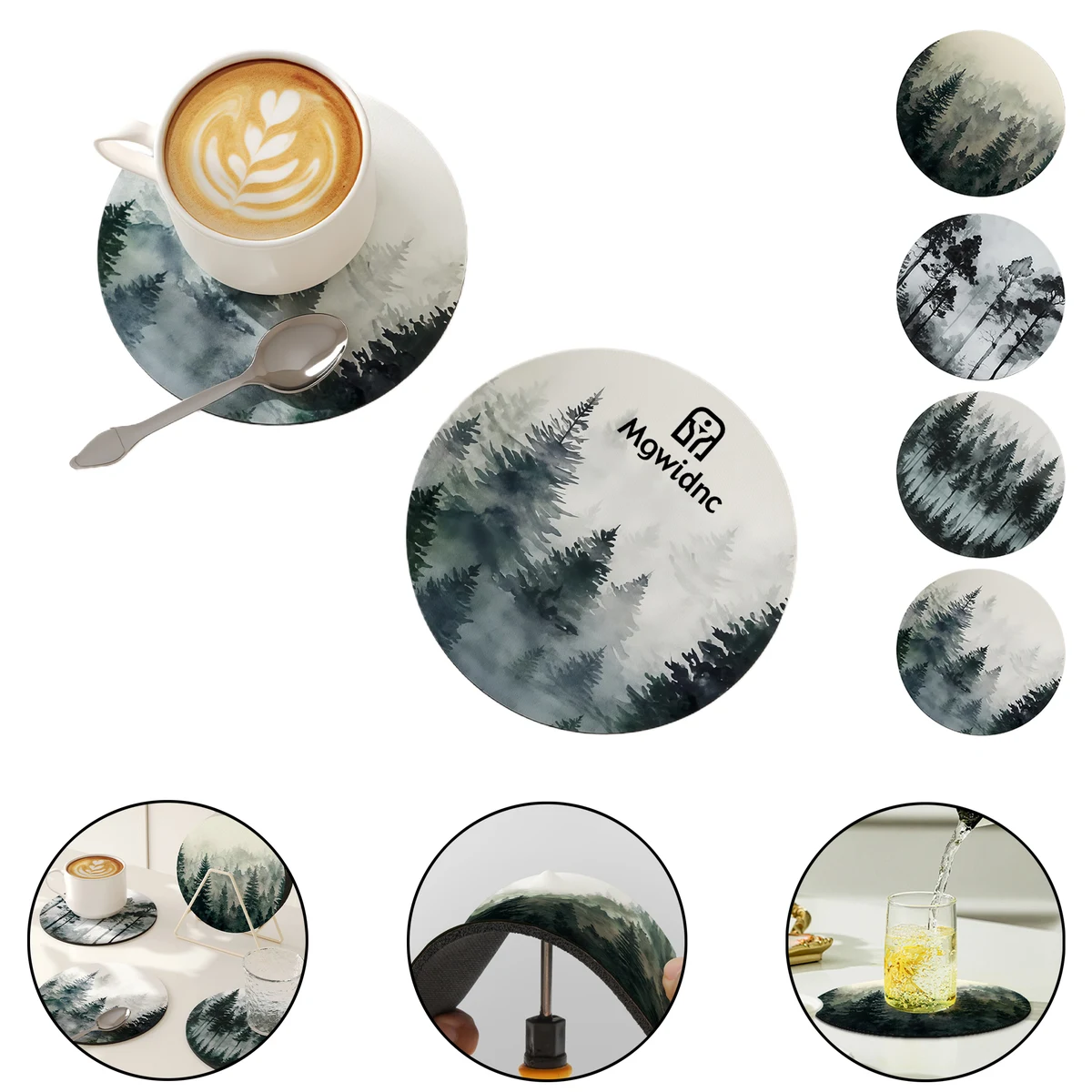 Absorbent Coaster Set - Non-Slip Heat Resistant Cup Mats for Coffee 1