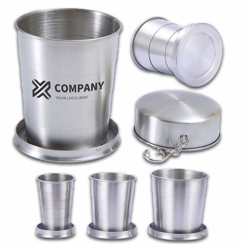 Outdoor Travel Stainless Steel Collapsible Cup Keychain