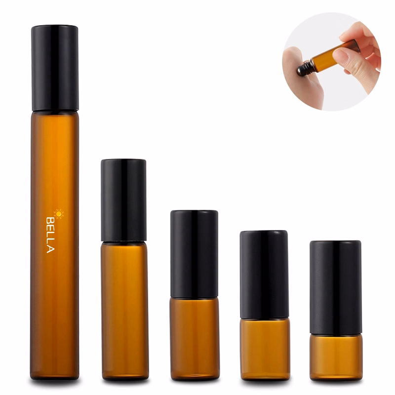 Clear Glass Roll On Bottles w/ PE Balls and Polypropylene Ca