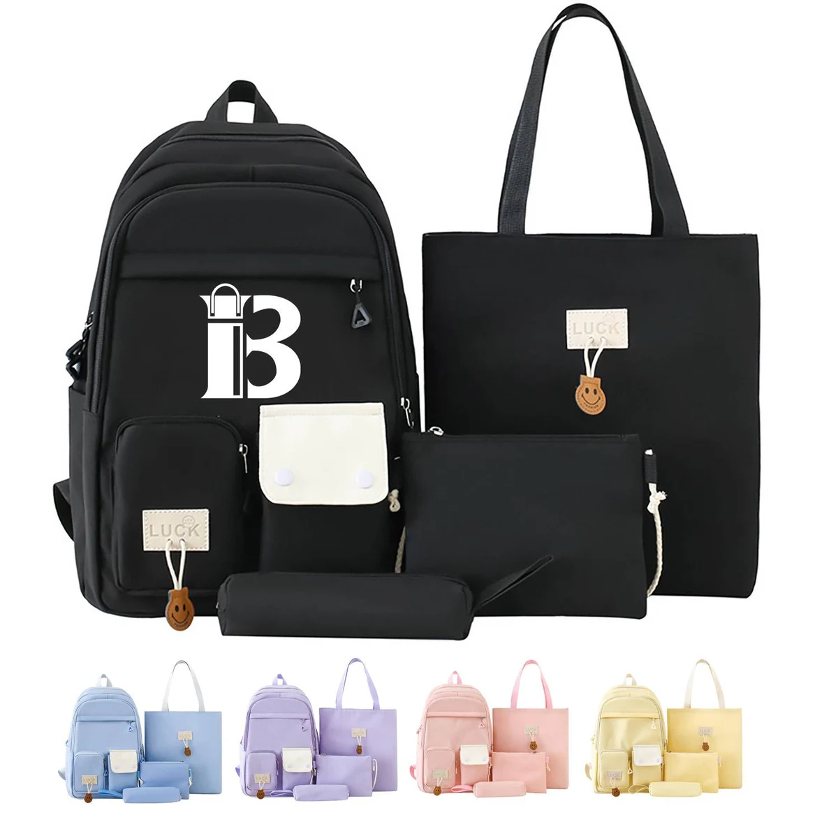 4 Pcs Large Capacity Nylon School Backpack Set 1